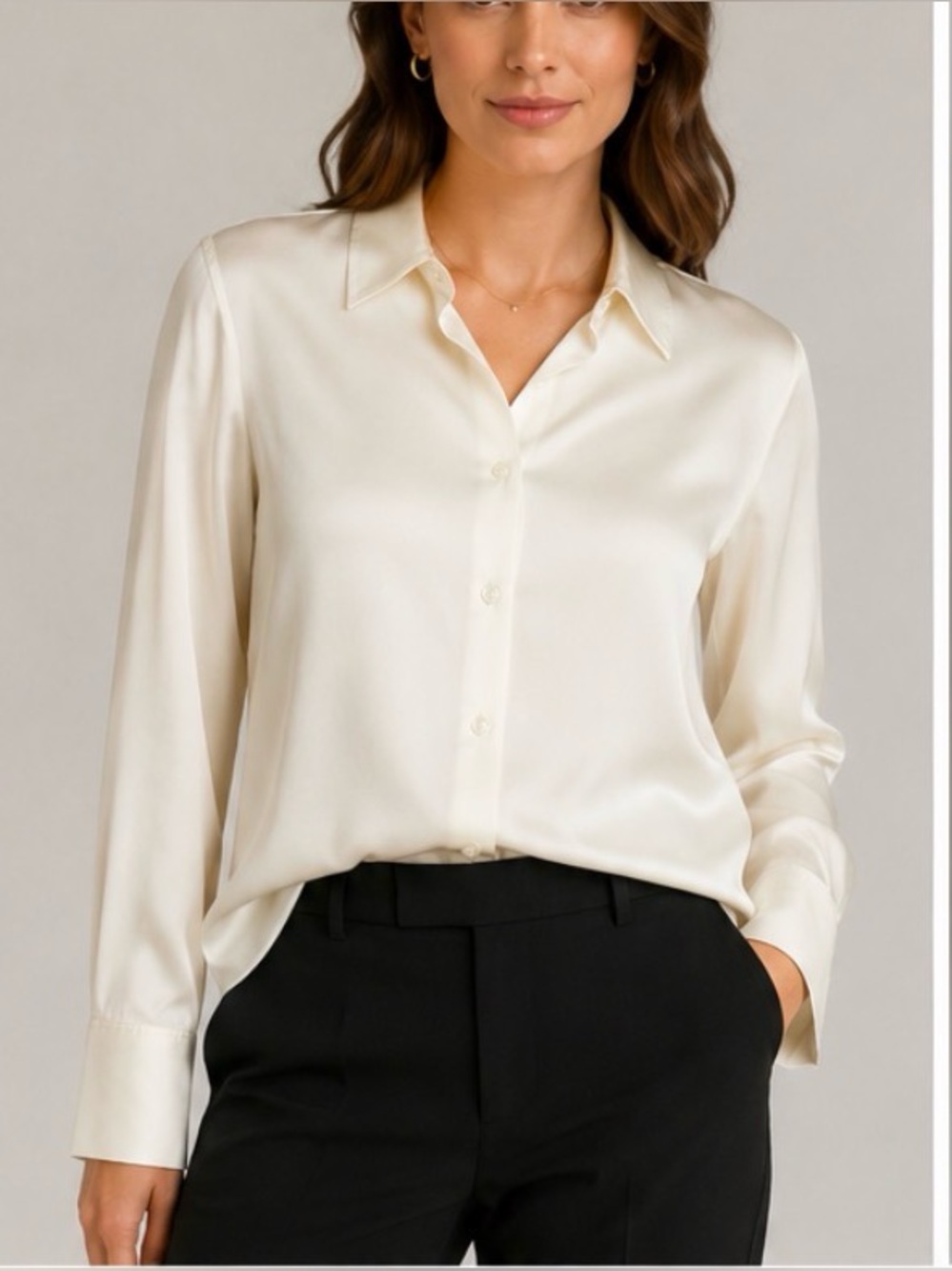 Rebecca Taylor 100% Silk Ivory Button Front Blouse Size 8